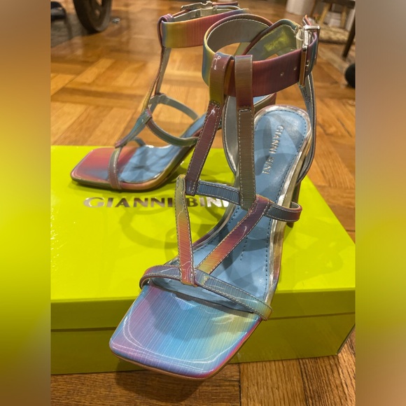 Gianni Binni Bexxlie Rainbow Holographic Heeled WITH BOX Sandals (US 6) - Picture 11 of 17